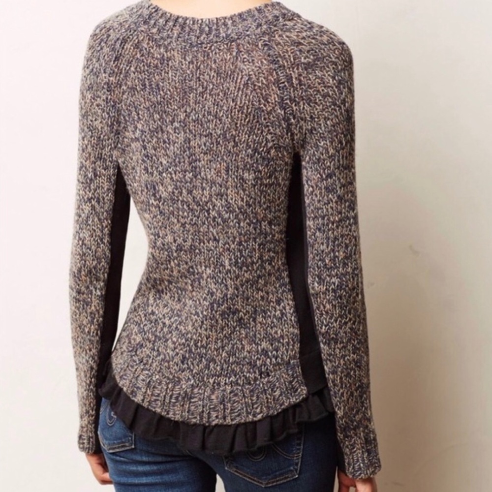 Anthropologie | Moth | Apsara Gray Ruffle Sweater